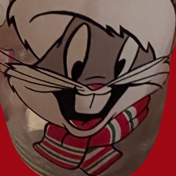 1994 Anchor Hocking Looney Tunes Bugs Sylvester Tweety Christmas Glass Canister - Picture 3 of 6